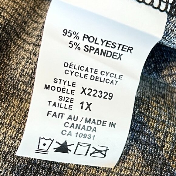 Blue Plaid Scoop Neck 3/4 Sleeve Top by Brochure-Size 1X - Picture 8 of 8